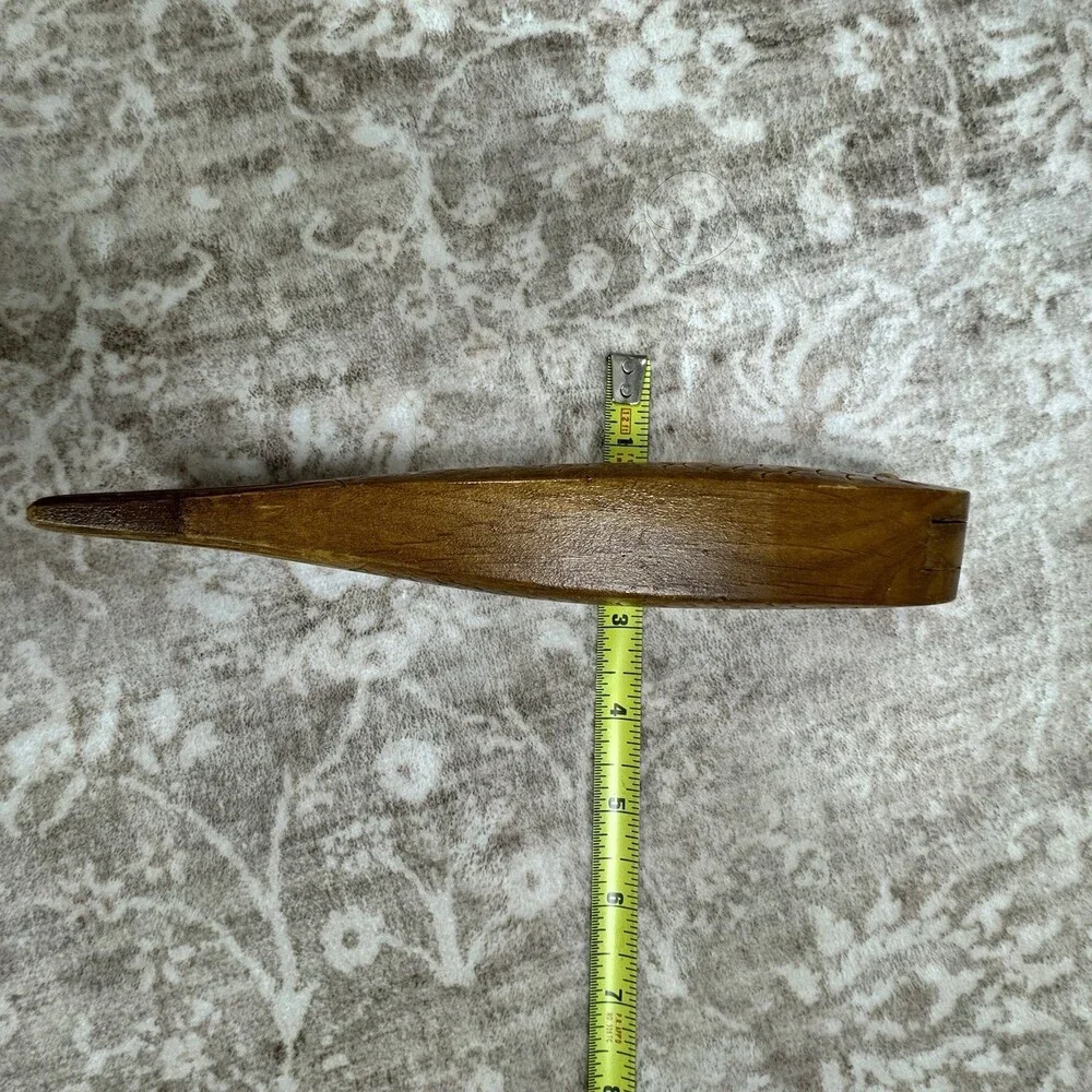 Vintage 1970s Carved Wood Fish Shape Double Nut Cracker 8